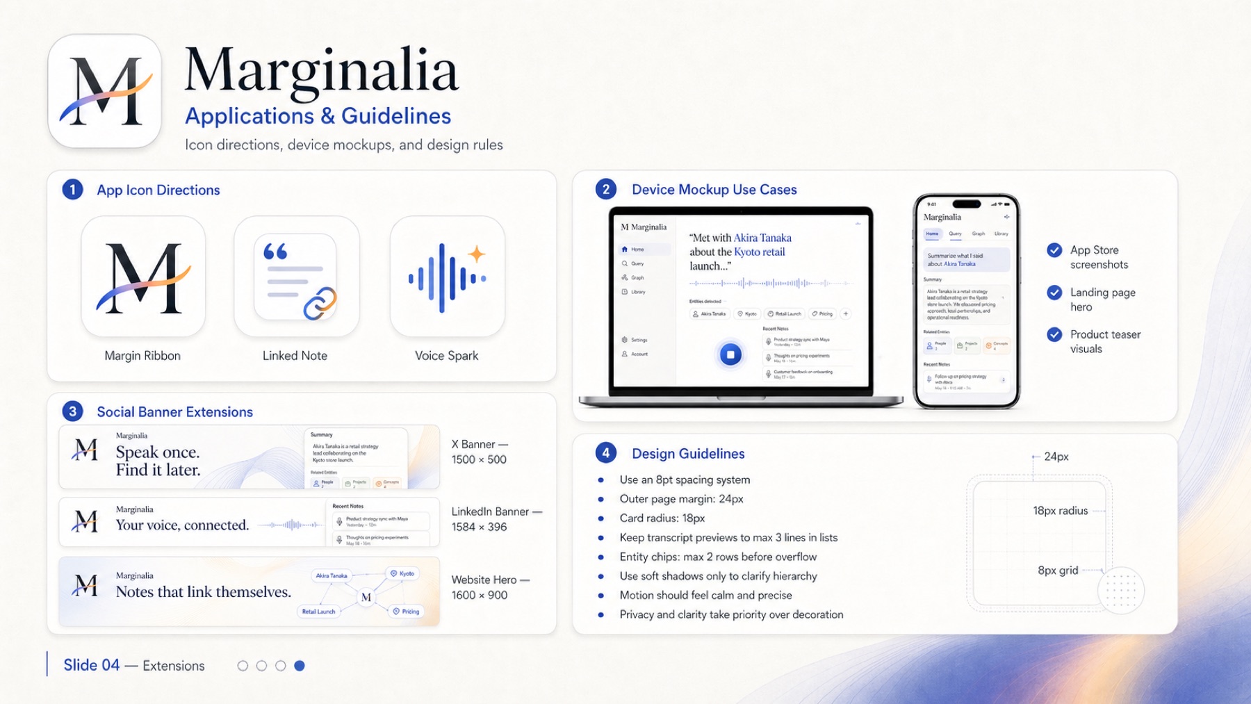 Marginalia applications and guidelines